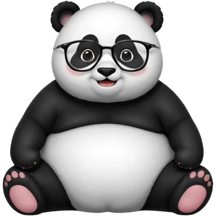 full body of panda wear glasses, front view emoji