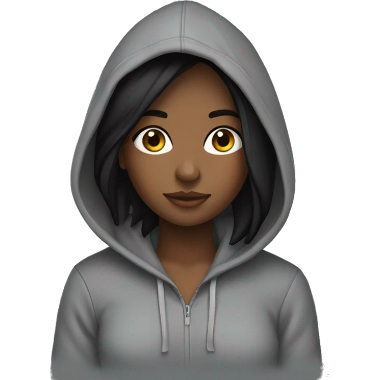 Black hair girl wearing hoodie emoji