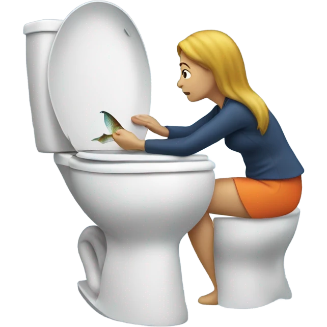 Woman flushing fish down toilet emoji