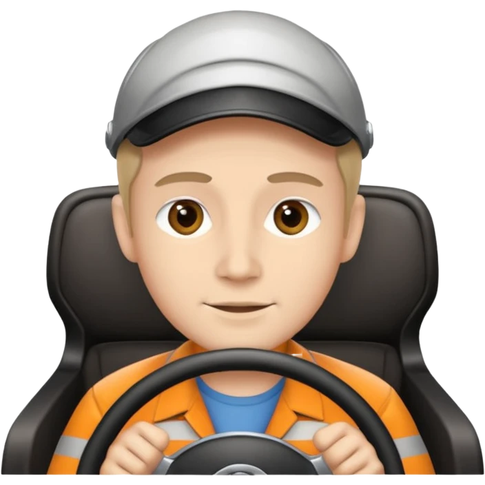 driver with simple face at steering wheel emoji