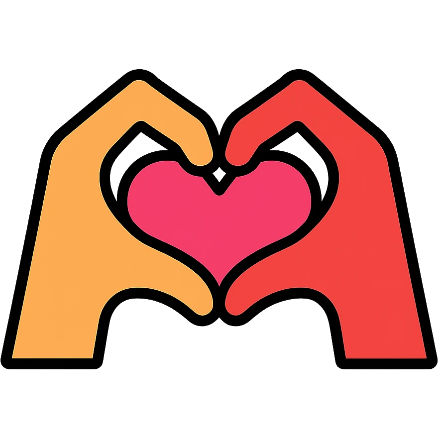 two hands forming a heart shape, representing friendship, color outline icon emoji