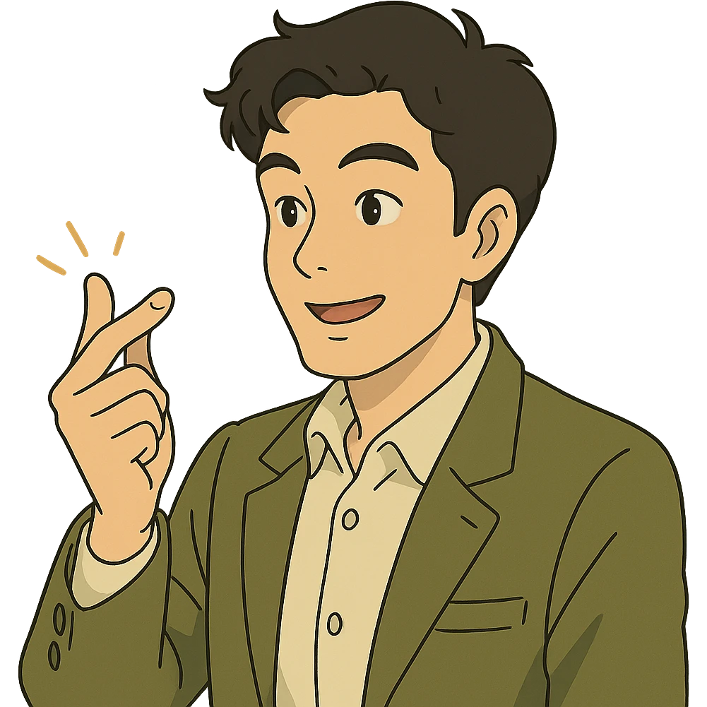 ghibli style Korean man snapping his fingers emoji