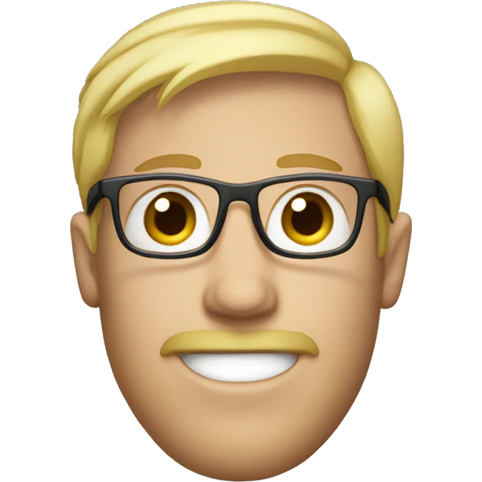 Blond guy with facial hair, eyeglasses and blue eyes emoji