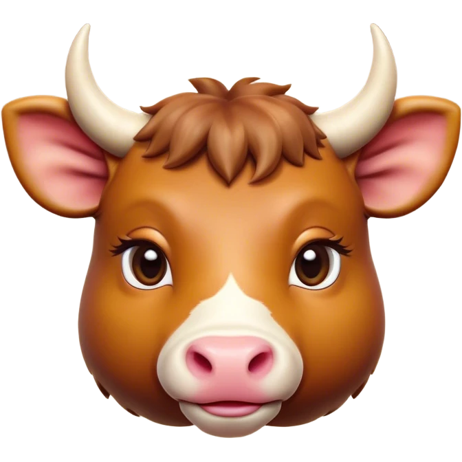 Cinematic Cute Domestic Ox Portrait Emoji, Head tilted playfully and inquisitively, with a robust, compact build and a polished hide adorned with subtle natural patterns, round, sparkling eyes full of gentle curiosity, Simplified yet irresistibly adorable features, highly detailed, glowing with a warm, friendly glow, high shine, affectionate and grounded, stylized with a touch of rustic charm, soft glowing outline, capturing the essence of a mischievous yet loving ox that feels like it could amble out of the screen into your arms! emoji
