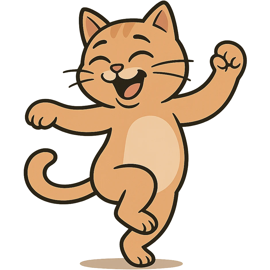 dancing cat cartoon style emoji