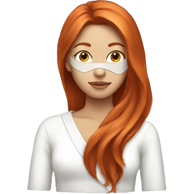 Red-haired girl with long hair in a spa mask emoji