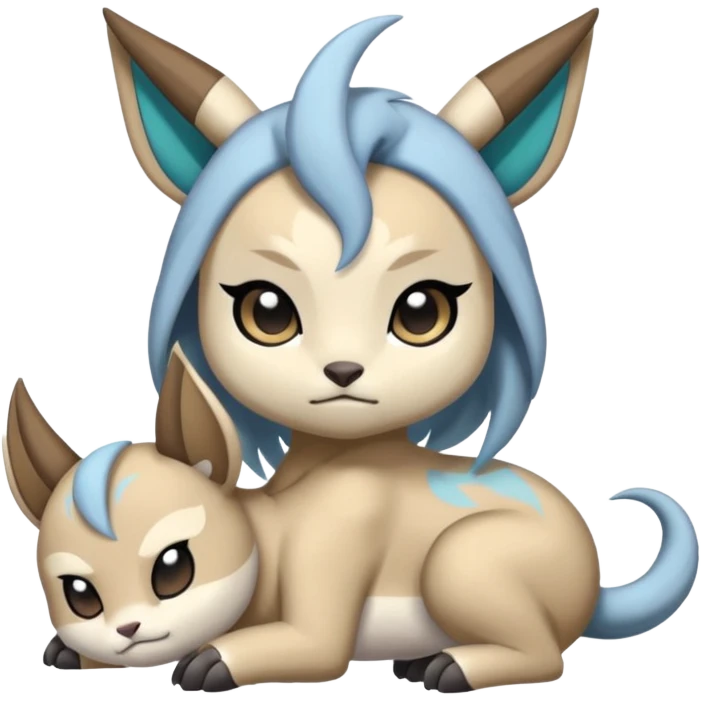 Animalistic kawaii chibi sleepy happy glad somber mongral Meloetta-Absol-Zekrom-Gatomon-Pteromon-hybrid emoji