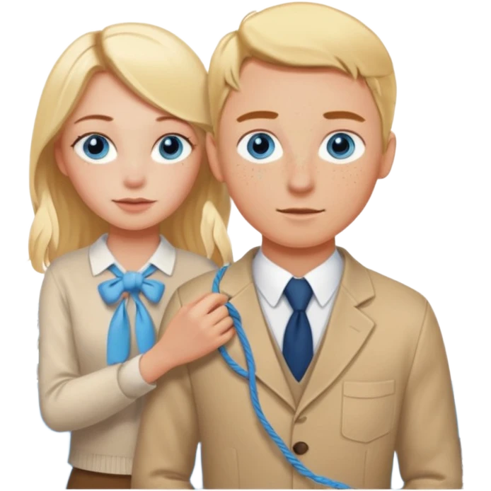 crea un emoji con esos 3 en conjunto👫🏻🪢🚘 & que la chica sea rubia y tenga pecas en la cara y tenga los ojos azules emoji