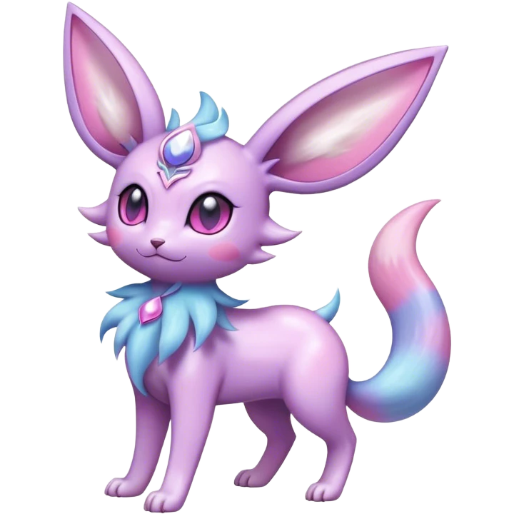 Shiny Cool Sparkly Cute Ethereal Espeon-Sylveon-Nidorino-Fakemon-hybrid-fusion- full body emoji