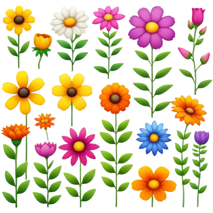 colorful garden flowers blooming emoji