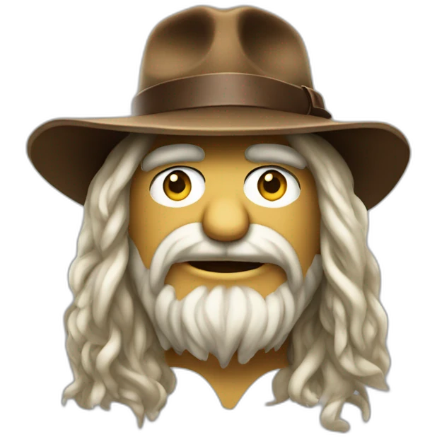 indiana jones muppet with long hair and white skin emoji