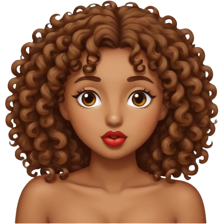 Curly hair female kissing  emoji