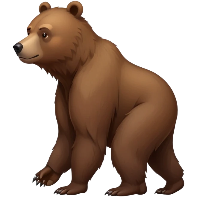 Fierce brown bear walking on four paws with serious face, stern expression, natural pose, realistic appearance emoji