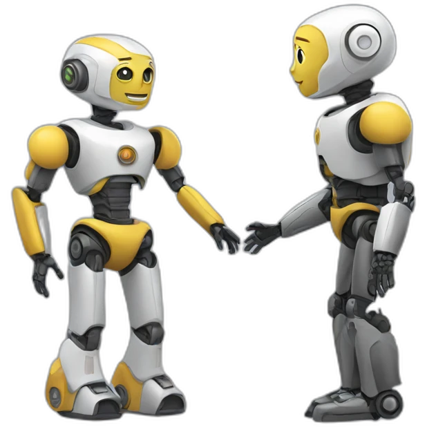 Robot and Human as friends emoji