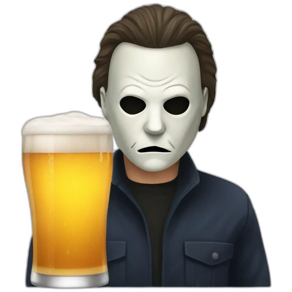 michael myers with a glass of beer emoji