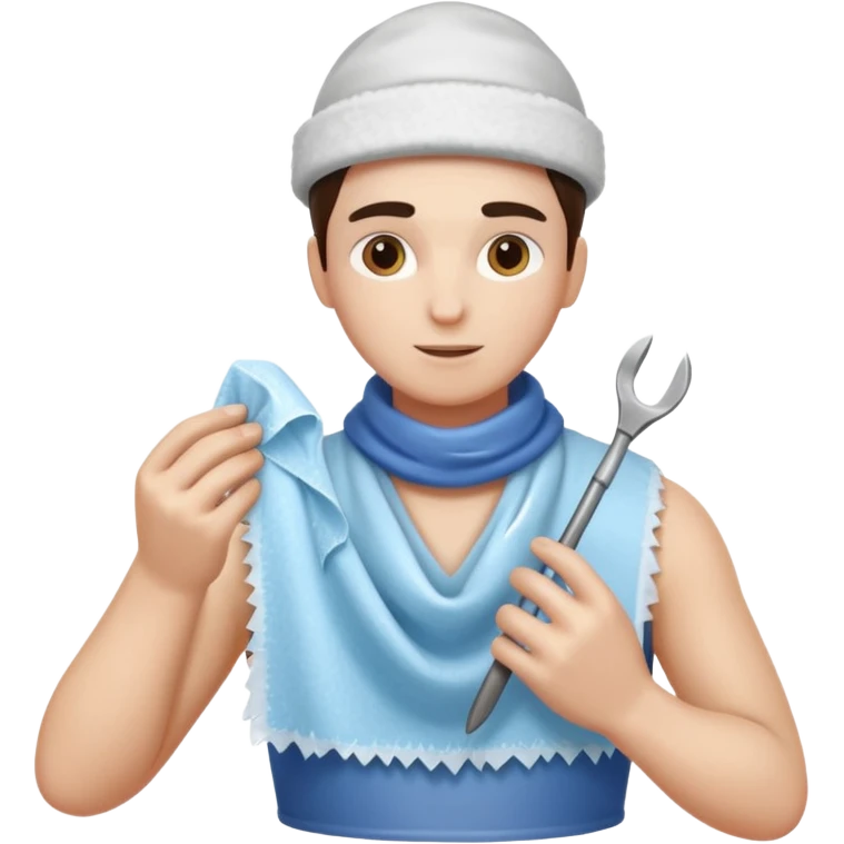 Sculptor polishing with cloth,Ice. emoji