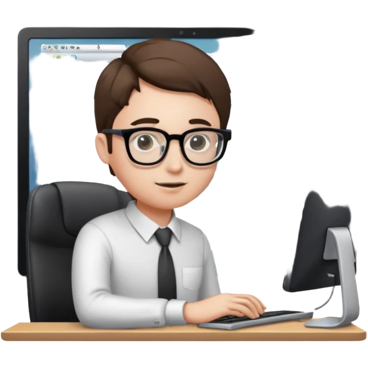 create an isometric of someone busy working on a computer, the screen should show a portal and in office environment emoji