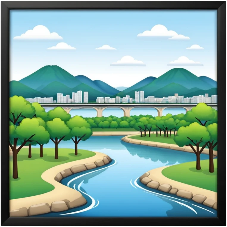 Hangang river in Seoul with park and trees emoji