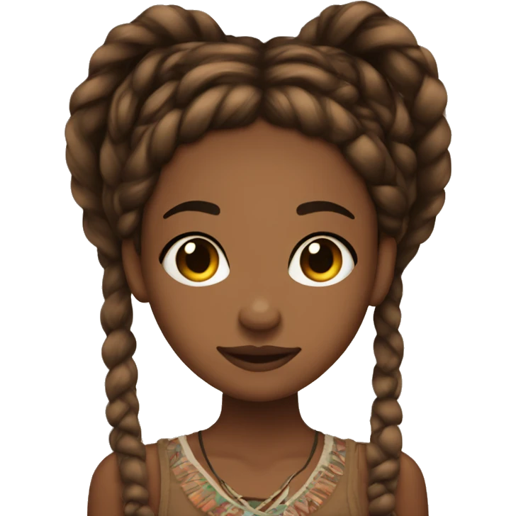 Brown skin girls with boho knotless braids  emoji