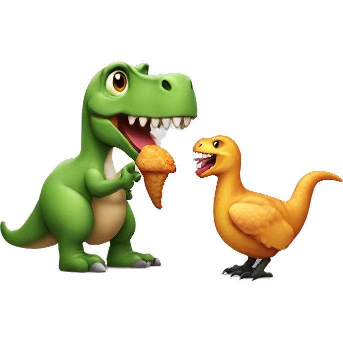 Dinosaur eating chicken emoji