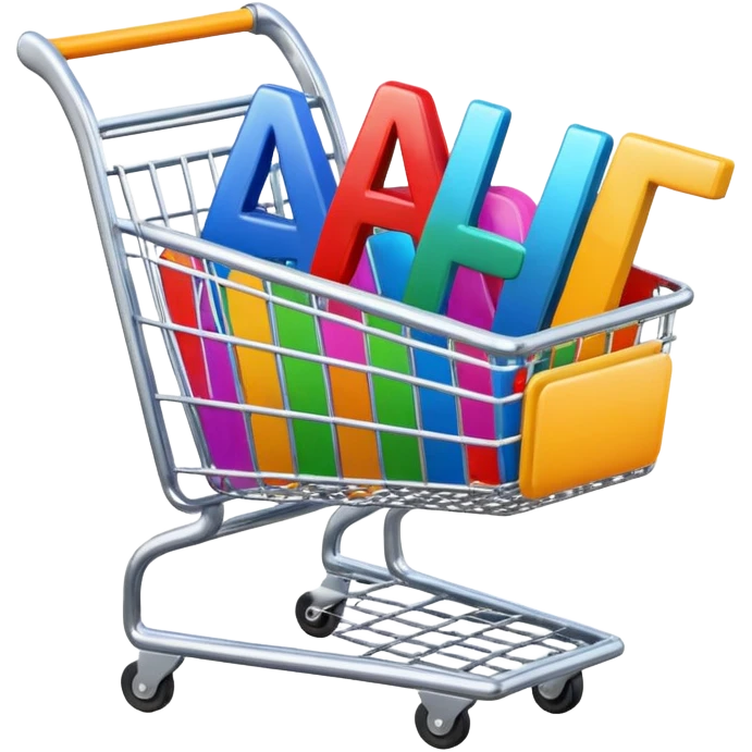 shopping cart with AI letters inside emoji