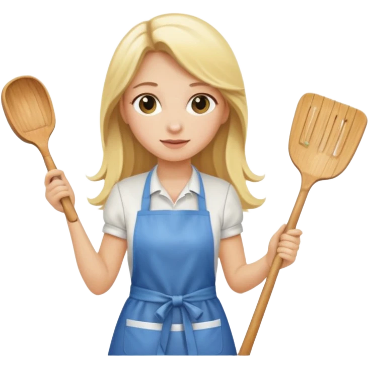 Blonde girl with long hair, cooking , cleaning  emoji