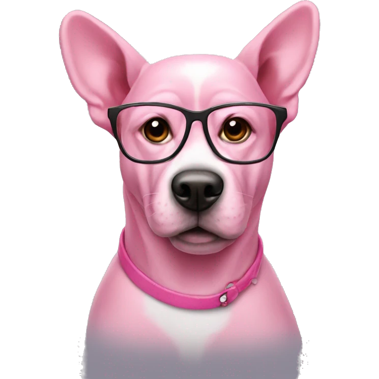 pink dog with glasses emoji