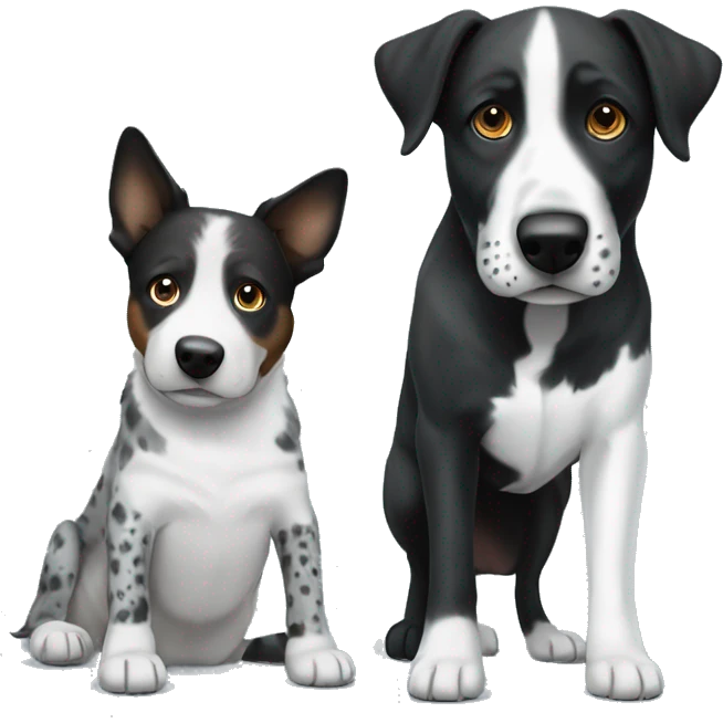 Blue heeler and German pointer with floppy ears black and white  emoji