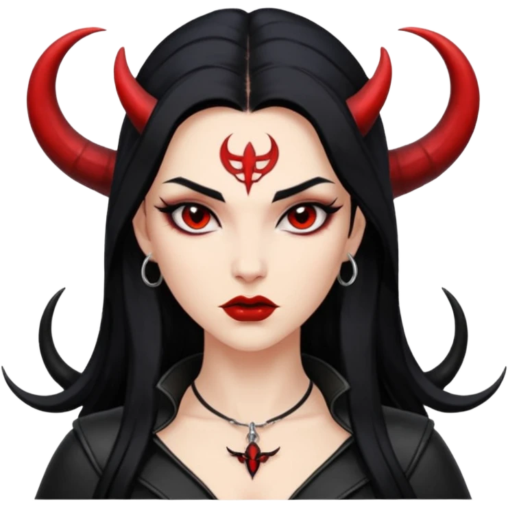Lilith symbol seductress evil brow haired sexy succubus woman with leather on emoji