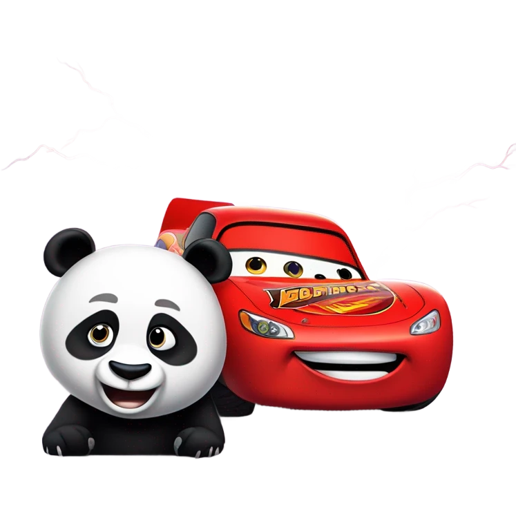 Panda with Lightning mcqueen emoji