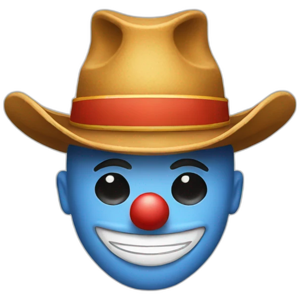 Classic Clown face emoji wearing a cowboy hat emoji