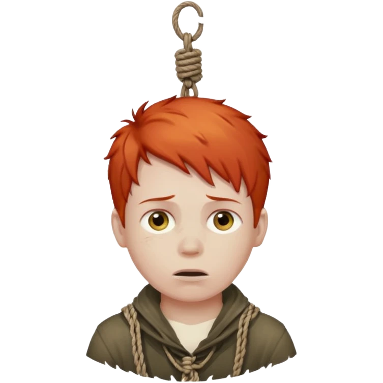 red headed boy hanging by his neck from a noose emoji