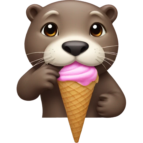 Otter eats ice cream emoji