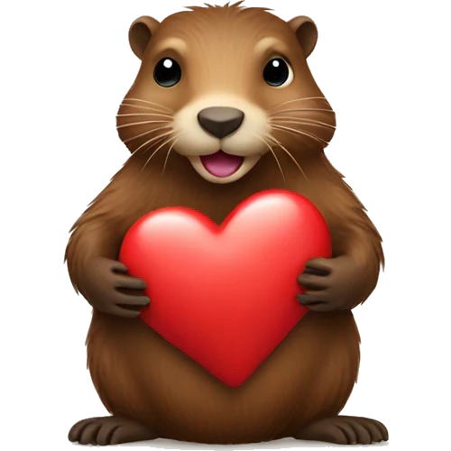 Beaver holding heart emoji