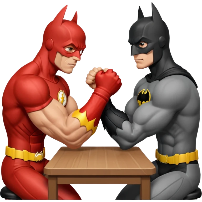 Batman and The Flash arm wrestling emoji