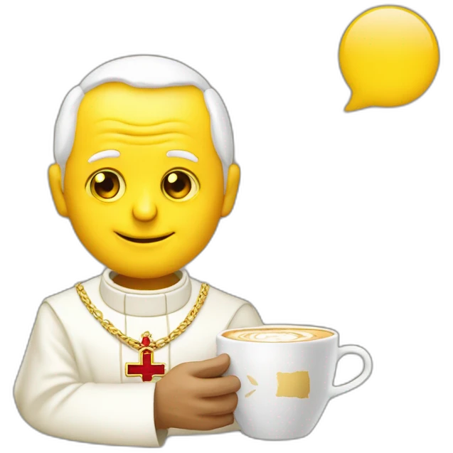 pope John Paul II with yellow face offering coffee emoji