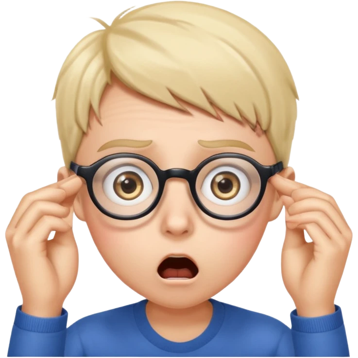 Shocked emoji taking off glasses emoji