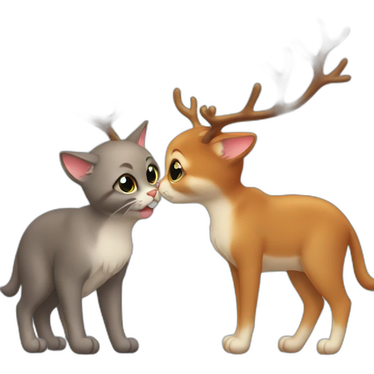 Cat kiss reindeer emoji