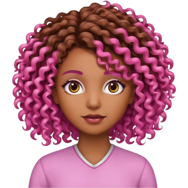 👩🏽‍🦱 remplace ses cheveux par du rose respect sa coiffure emoji