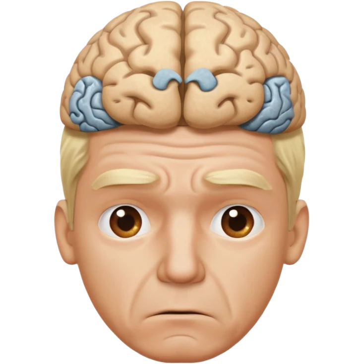 a worried blond man that dont know what to do and with the brain out of your opened head emoji