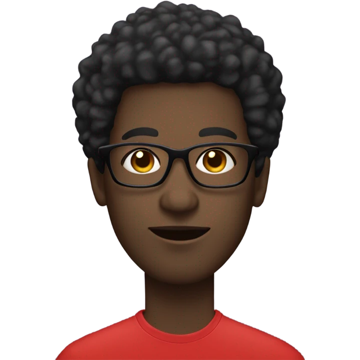 “black man with black afro and glasses and wearing a long sleeved red shirt  emoji