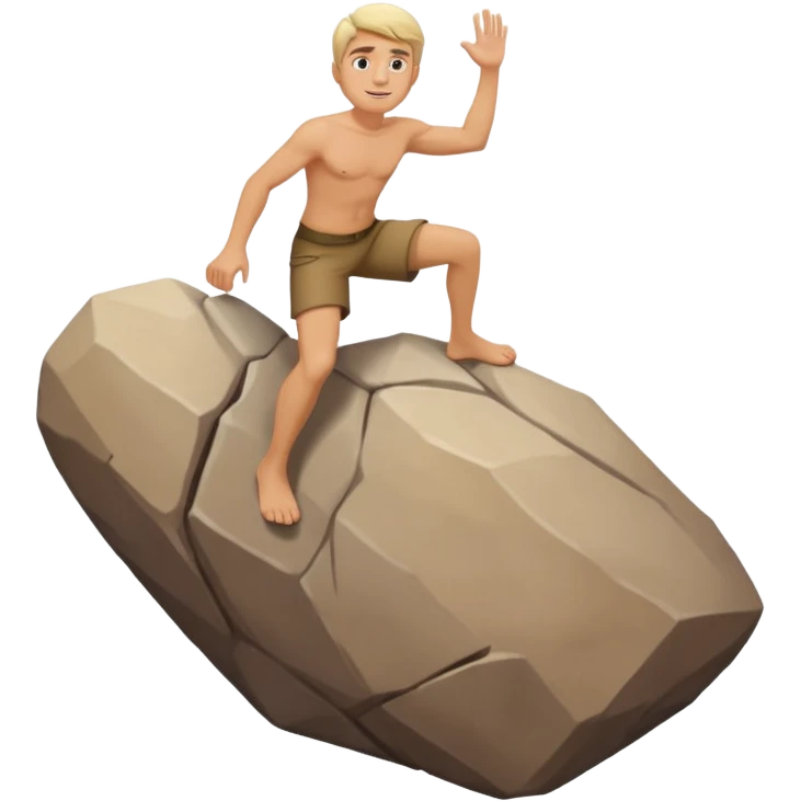 A slim white man climbing rocks  emoji