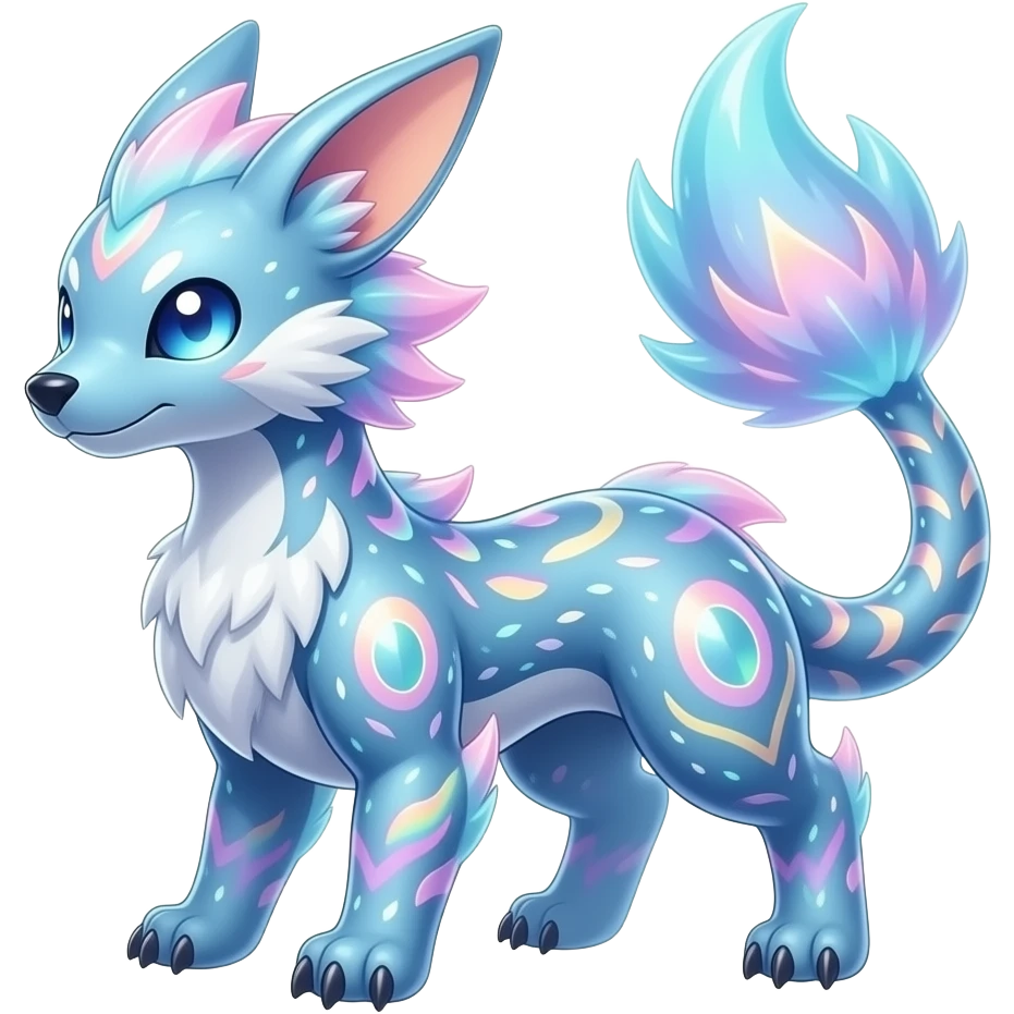 Epic Legendary Bioluminescent Translucent Luminescent Diaphanous Shiny Colorful Meloetta-Latias-Veemon-Peppercat-Wargreymon-Protogen-Fakémon-fusion-hybrid-creature emoji