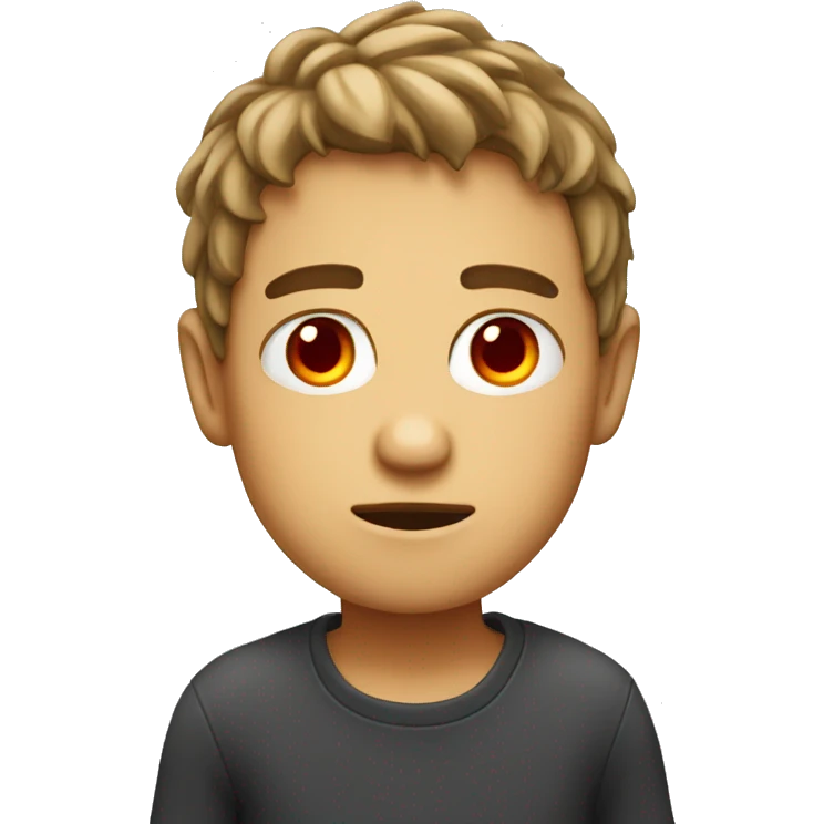 create a red eyes boy that seems tired emoji