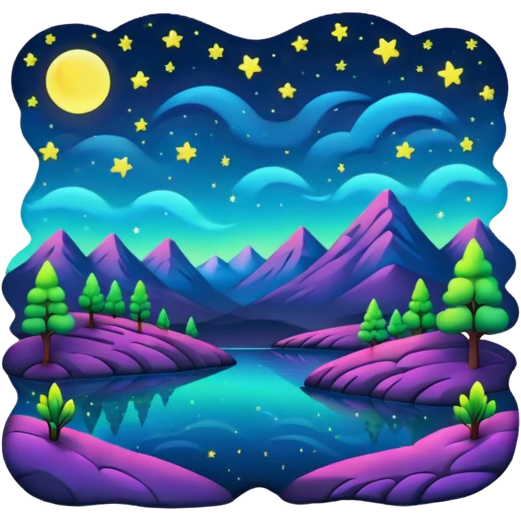 Starry night neon landscape  emoji