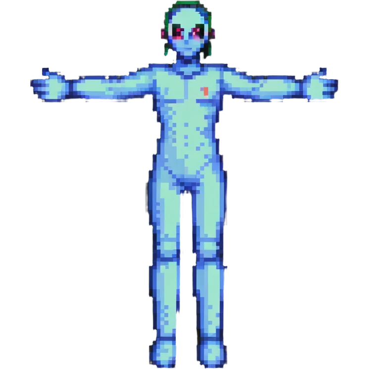 pixel art human figure standing in t-pose emoji