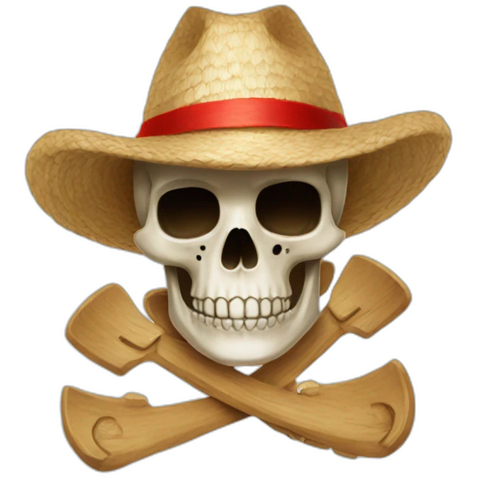 Strawhat with a red stripe and a skull emoji