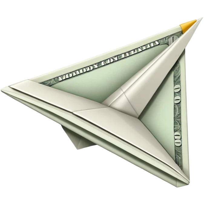 Paper plane made of money side view emoji