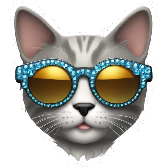 a full body cat wearing big bedazzled sun glasses  emoji