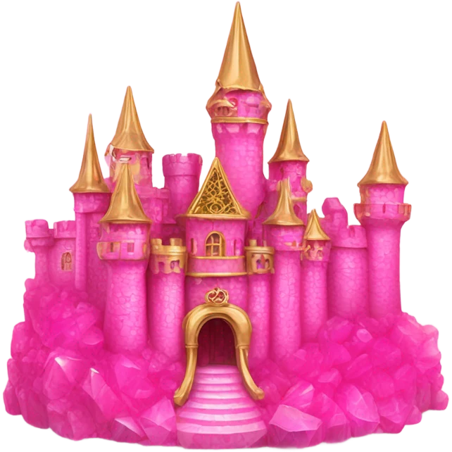 Hot pink opal crystal gemstone castle gold accent emoji